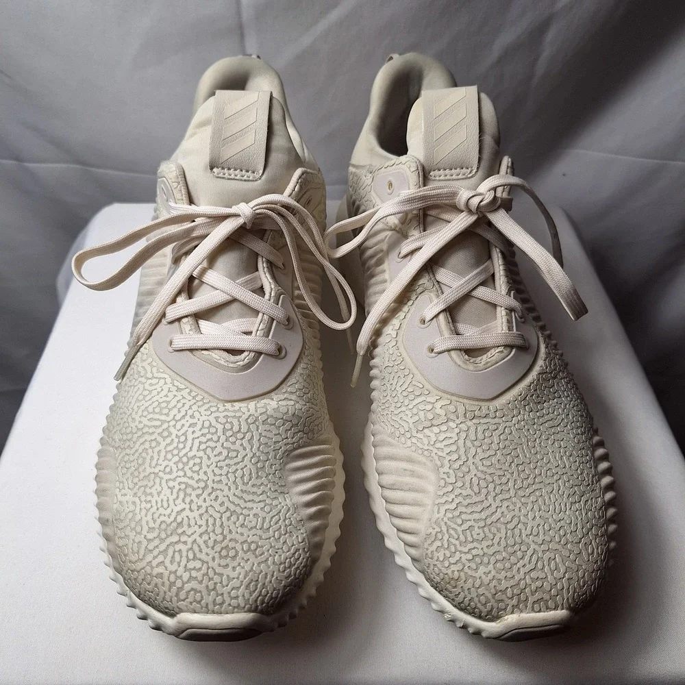 ADIDAS Alphabounce Reflective HPC Sneaker Mens Sz 10 Beige/Ivory Ribbed Midsole